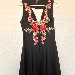 Black Floral Embroidered Dress- Brand New